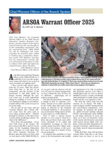 Chief Warrant Officer of the Branch Update  ARSOA Warrant Officer 2025 By CW5 Ivan S. Murdock  A