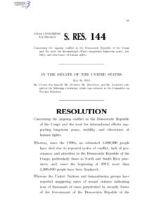 III  113TH CONGRESS 1ST SESSION  S. RES. 144