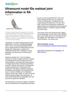 Ultrasound model IDs residual joint inflammation in RA