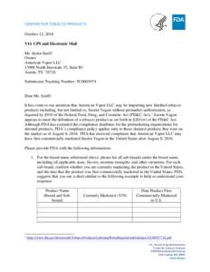 IHCTOA Unauthorized Marketing Letter. American Vapor