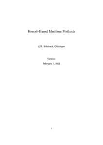 KernelBased Meshless Methods  
 R. S
haba
k, Göttingen