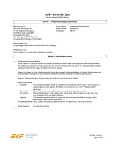 SAFETY DATA SHEET (SDS) Nickel Metal Hydride Battery Section 1 - Product and Company Identification Manufactured For: Separation Technology, Inc. An EKF Diagnostics Company