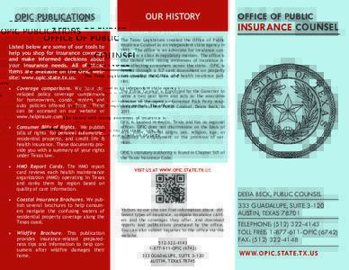 OPIC PUBLICATIONS  OUR HISTORY OFFICE OF PUBLIC