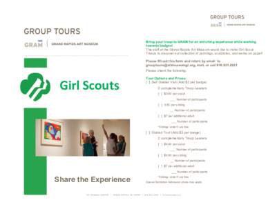 Bring your troop to GRAM for an enriching experience while working towards badges! The staff at the Grand Rapids Art Museum would like to invite Girl Scout Troops to discover our collection of paintings, sculptures, and 