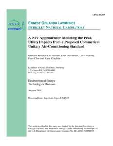 A New Approach for Modeling the Peak Utility Impacts from a Proposed Commercial Unitary Air-Conditioning Standard