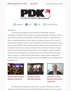 PDK Updates from CEO  @pdkintl July 2016