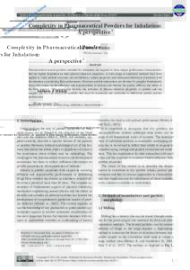 KONA Powder and Particle Journal No–13/Doi:kona  Review Paper Complexity in Pharmaceutical Powders for Inhalation: A perspective †