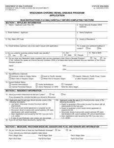 Wisconsin Chronic Renal Disease Program Application, F-1186