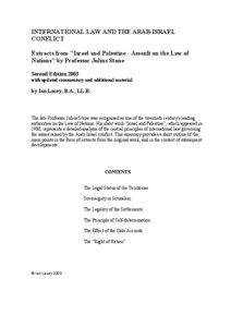 INTERNATIONAL LAW AND THE ARAB-ISRAEL CONFLICT Extracts from 