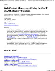 Web Content Management Using the OASIS ebXML Registry Standard