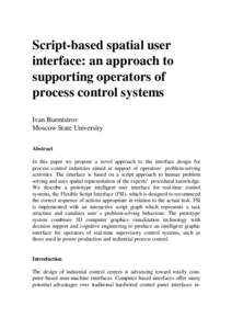Script-based spatial user interface: an approach to supporting operators of process control systems