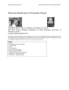 Harris, Szalanski, and Powers  Molecular Identification of Nematodes Manual 1 Molecular Identification of Nematodes Manual