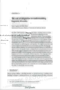 chapter 11  The role of adaptation in understanding linguistic diversity Gary Lupyan & Rick Dale