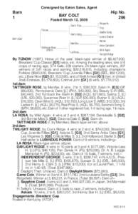 Consigned by Eaton Sales, Agent  Barn 1  Hip No.