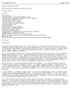 File: /tmp/kfbutd7.txt  Page 1 of 33 Keeping FreeBSD Up-To-Date Richard Bejtlich (taosecurity at gmail dot com)