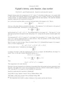 (January 19, [removed]Fujisaki’s lemma, units theorem, class number Paul Garrett [removed]  http://www.math.umn.edu/˜garrett/