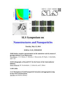 SLS Symposium on Nanostructures and Nanoparticles Tuesday, May 13, [removed]:00 to 11:45, WBGB[removed]:00 Surface sensitive measurements on the nanometer scale by means of grazing emission X-ray fluorescence