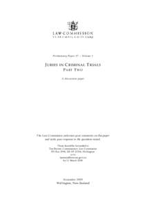 Juries in Criminal Trials: Part Two Vol 1