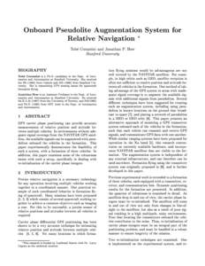 Onboard Pseudolite Augmentation System for Relative Navigation  Tobe Corazzini and Jonathan P. How Stanford University