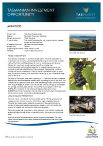 AGRIFOOD Project title: Region: Project proponent: Current status:
