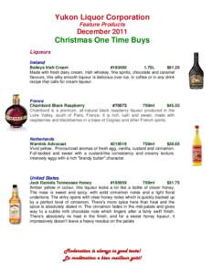 Yukon Liquor Corporation Feature Products December[removed]Christmas One Time Buys