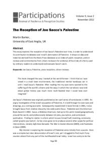 .  Volume 9, Issue 2 November[removed]The Reception of Joe Sacco’s Palestine