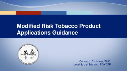 Modified Risk Tobacco Product Applications Guidance