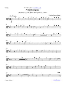 Viola  Sheet Music from www.mfiles.co.uk Alla Hornpipe Movement 12 from Water Music Suite No. 2 in D