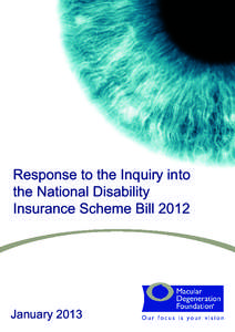 Response to the Inquiry into the National Disability Insurance Scheme Bill 2012 January 2013