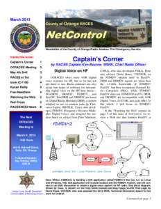 MarchCounty of Orange RACES NetControl Newsletter of the County of Orange Radio Amateur Civil Emergency Service