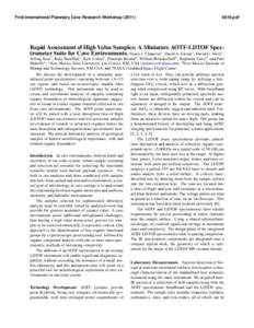 First International Planetary Cave Research Workshoppdf Rapid Assessment of High Value Samples: A Miniature AOTF-LDTOF Spectrometer Suite for Cave Environments. Nancy J. Chanover1 , David A. Glenar1 , David