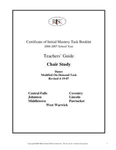 Certificate of Initial Mastery Task BookletSchool Year Teachers’ Guide Chair Study Dance