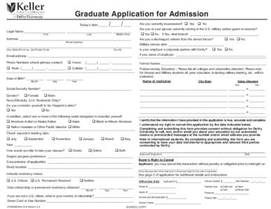 Graduate Application for Admission Today’s date:______ /______ /______