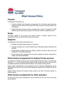 Transport for NSW Wharf Access Policy