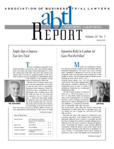 Volume 24 No. 3 Spring 2016 Injunction Relief in Lanham Act Cases Post-Herb Reed