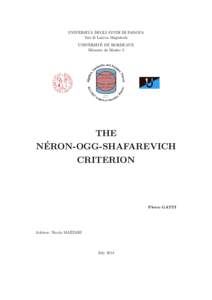 The Neron-Ogg-Shafarevich criterion