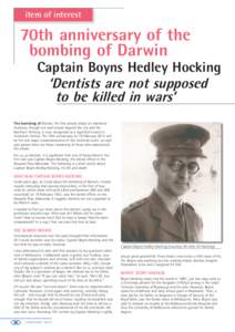 item of interest  70th anniversary of the bombing of Darwin  Captain Boyns Hedley Hocking