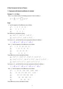 07 New Formula for the Sum of Powers 7.1 Expression with binomial coefficients of a factorial Formula[removed]S. Ruiz ) When  n