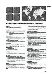 Collaborators List LIST OF ICIPE COLLABORATORS BY COUNTRY (2002–2003) ALGERIA