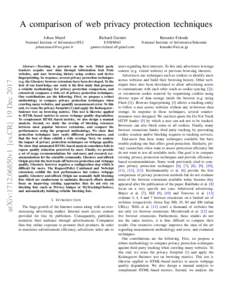 arXiv:1712.06850v1 [cs.CR] 19 DecA comparison of web privacy protection techniques Johan Mazel  Richard Garnier