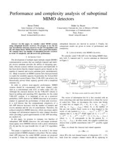 Performance and complexity analysis of suboptimal MIMO detectors ¨ Berna Ozbek  Didier Le Ruyet