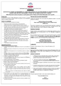 TRANSMISSION COMPANY OF NIGERIA (TCN) PUBLIC NOTICE INVITATION TO TENDER FOR ENGAGEMENT OF A REPUTABLE COMPANY FOR THE PROCUREMENT OF AUTOMATIC METER READING (AMR) AND DATA MANAGEMENT SYSTEM FOR THE NIGERIAN ELECTRICITY 