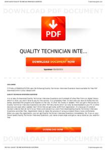 BOOKS ABOUT QUALITY TECHNICIAN INTERVIEW QUESTIONS  Cityhalllosangeles.com QUALITY TECHNICIAN INTE...