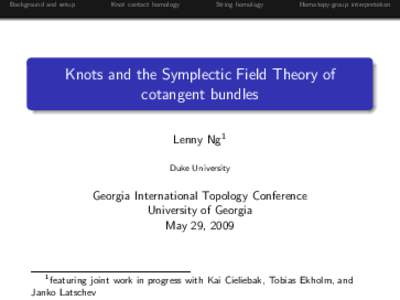 Knots and the Symplectic Field Theory of cotangent bundles