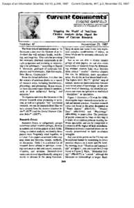 Essays of an Information Scientist, Vol:10, p.349, 1987  Current Contents, #47, p.3, November 23, 1987 EUGENE GARFIELD INSTITUTE FOR SCIENTIFIC INFORMATION