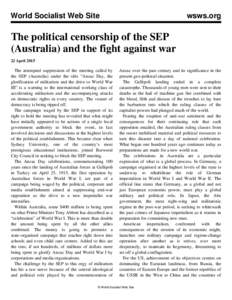 World Socialist Web Site  wsws.org The political censorship of the SEP (Australia) and the fight against war