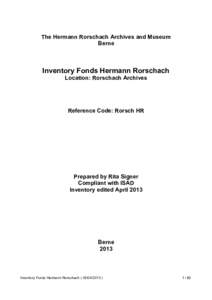 Inventory Fonds Hermann Rorschach