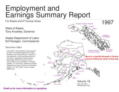 Employment and Earnings Summary Report For Alaska and 27 Census Areas SKAGWAY-HOONAH-ANGOON  1997
