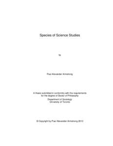 Species of Science Studies  by Paul Alexander Armstrong