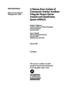 DOT/FAA/AM-01/3 Office of Aviation Medicine Washington, D.C[removed]A Human Error Analysis of Commercial Aviation Accidents